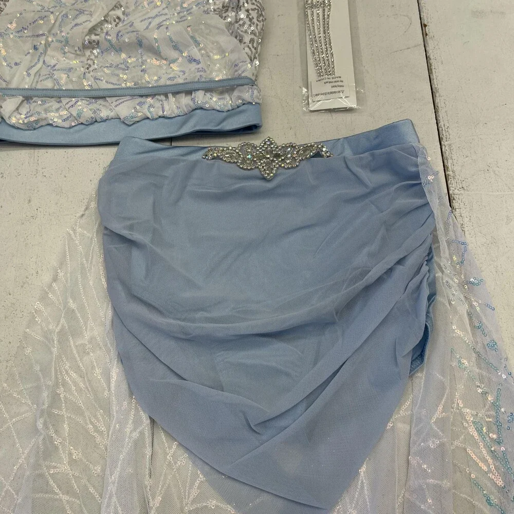 Weissman I Try Costume Set Girls XLC 16/18 Powder Blue Sequin Skirt 3 Piece